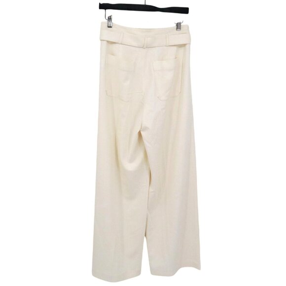 J. Crew Belted Twill Trouser Women 0 Cream Coastal Flowy Professional Career NWT - Picture 4 of 16